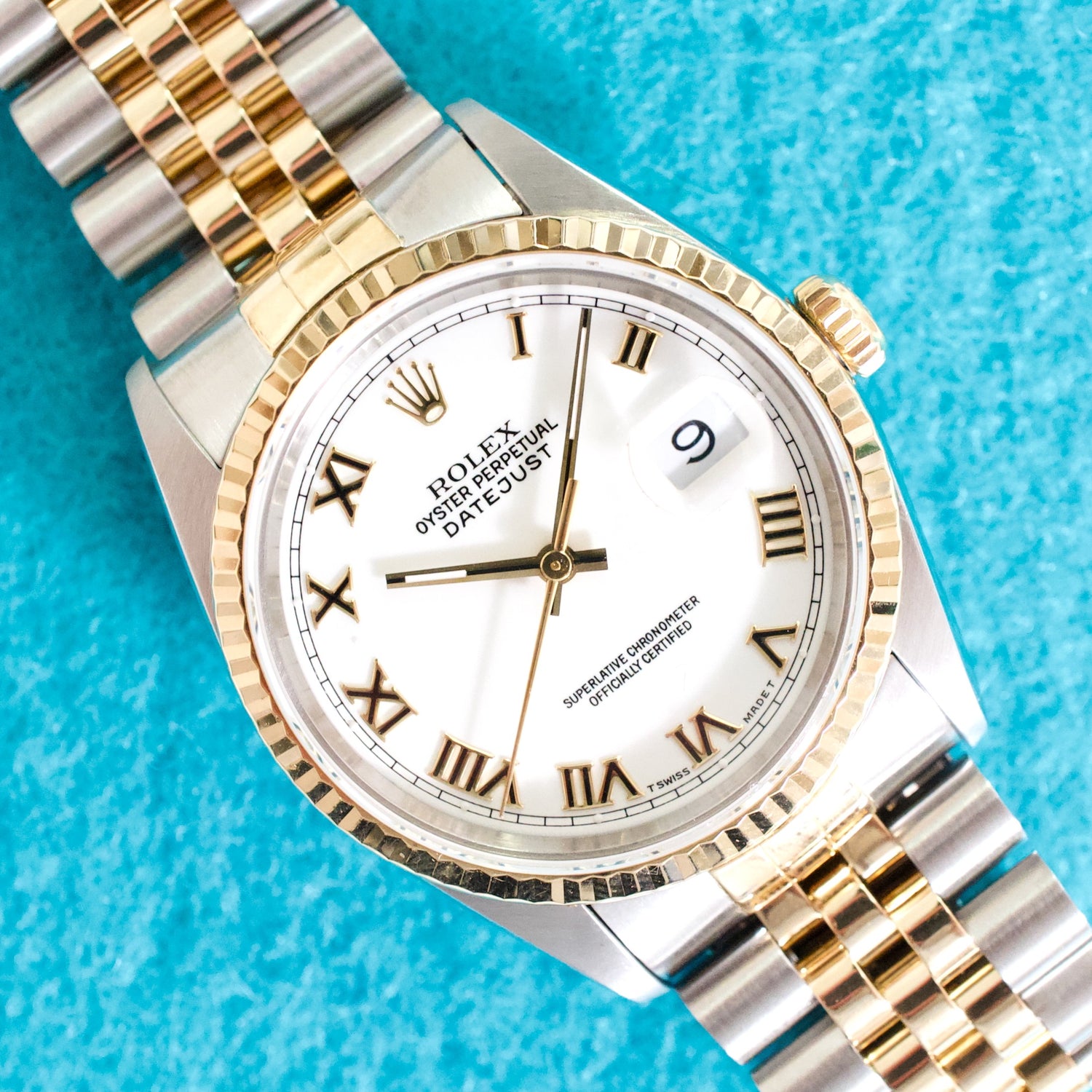 Rolex Datejust 16233 36MM Automatic 18K Yellow Gold Bezel Two-Tone Mint Serviced Box 1993