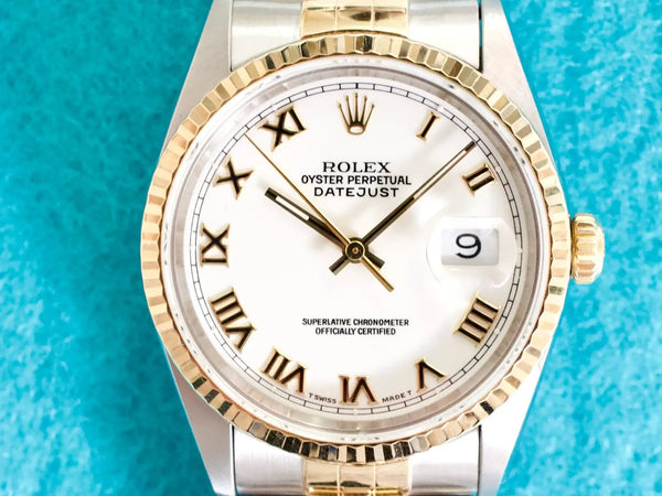 SOLDOUT: Rolex Datejust 16233 36MM Automatic 18K Yellow Gold Bezel Two-Tone Mint Serviced Box 1993