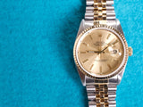 SOLDOUT: Rolex Datejust 36MM 16233 Champagne Dial Two Tone 18k Gold and Steel Automatic Box Papers 1990 FULLY SERVICED 1 Year Warranty
