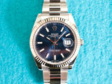 SOLDOUT: Rolex Datejust 41MM 126334 Automatic Blue Stick Dial 18k White Gold Fluted Bezel Oyster Box Papers 2023