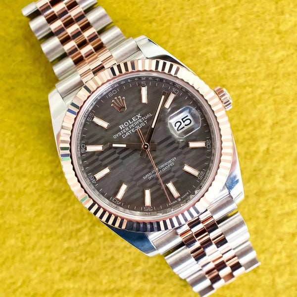 SOLDOUT: Rolex Datejust 126331 41MM Two-Tone Rose Gold Automatic Rare Grey Motif Dial Box Papers 2024