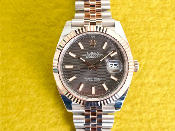 SOLDOUT: Rolex Datejust 126331 41MM Two-Tone Rose Gold Automatic Rare Grey Motif Dial Box Papers 2024