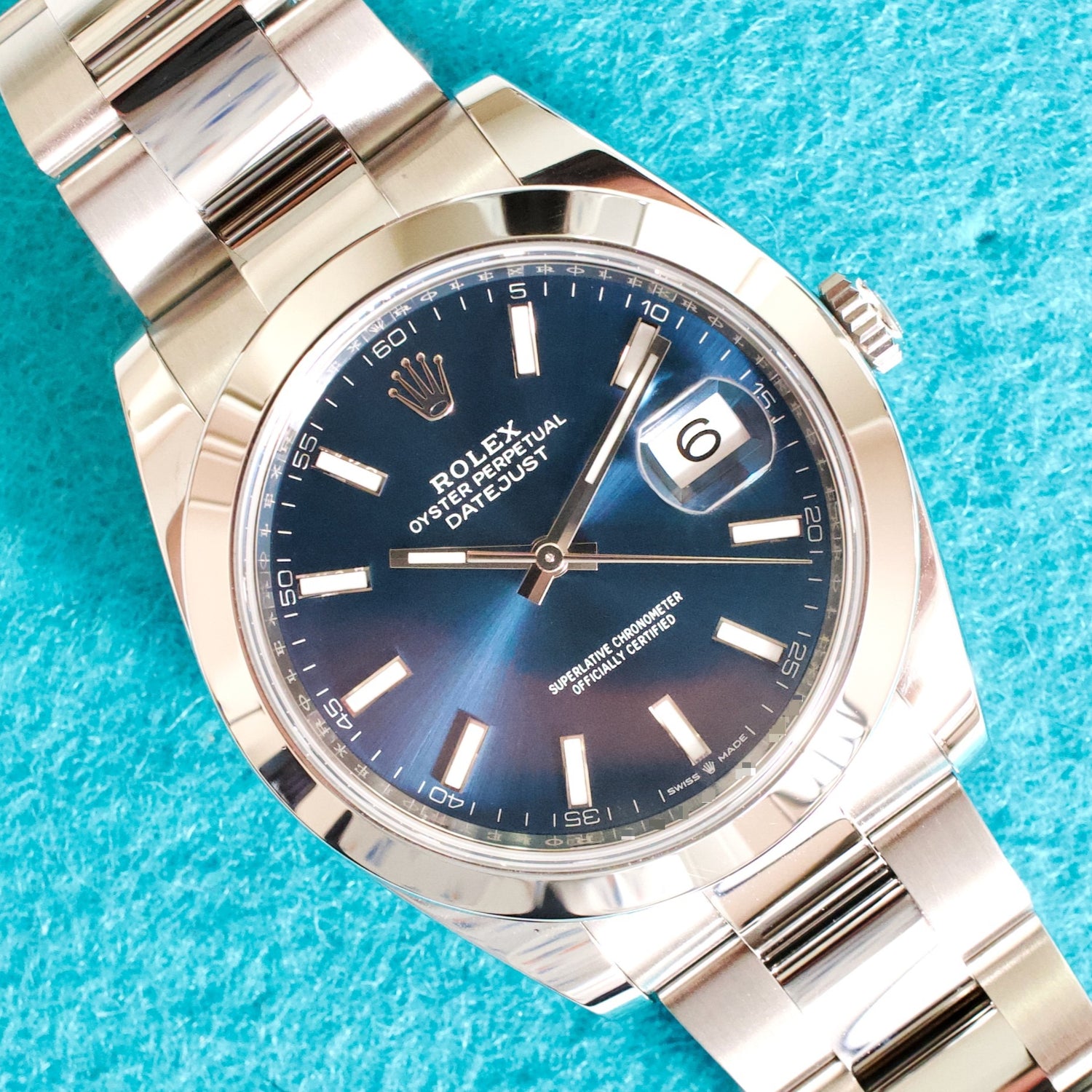 Rolex Datejust 126300 41MM Automatic Oyster Smooth Blue Dial Mint Factory Warranty Box Papers 2025