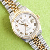 Sold Out: Rolex Datejust 16233 36MM Rare Pyramid Dial Two-Tone with Box and Papers 1990