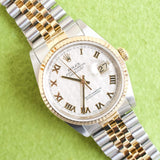 Sold Out: Rolex Datejust 16233 36MM Rare Pyramid Dial Two-Tone with Box and Papers 1990