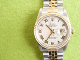 Sold Out: Rolex Datejust 16233 36MM Rare Pyramid Dial Two-Tone with Box and Papers 1990