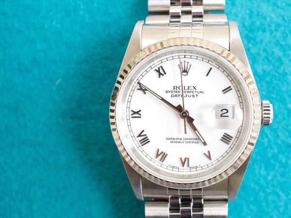 SOLDOUT: Rolex Datejust 16234 Automatic 36MM White Dial Factory Rolex Box