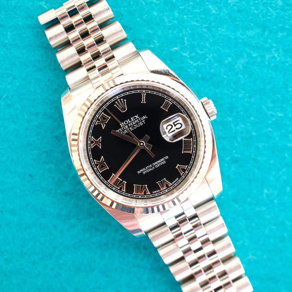 SOLD OUT: Rolex Datejust 36MM 116234 18k Bezel Super Jubilee Fatory Rolex Travel Box