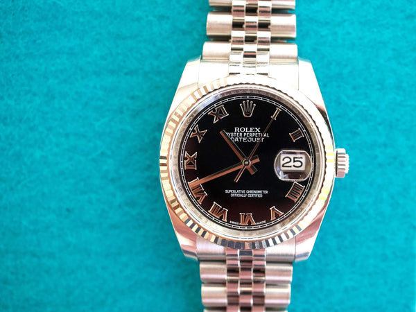 SOLD OUT: Rolex Datejust 36MM 116234 18k Bezel Super Jubilee Fatory Rolex Travel Box