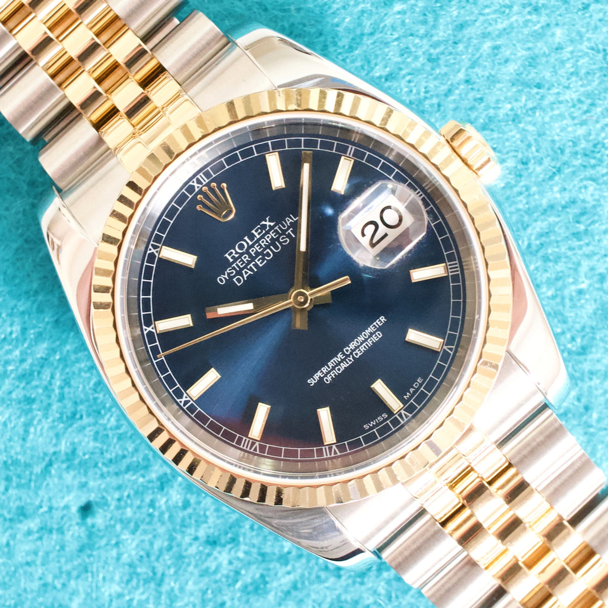 Rolex Datejust 116233 36MM Automatic Blue Dial Two-Tone Steel 18k Yellow Gold Jubilee Box Papers 2004