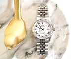 SOLDOUT: Rolex Datejust 16234 36MM Automatic 18k White Gold Bezel White Roman Dial Box Papers 1995