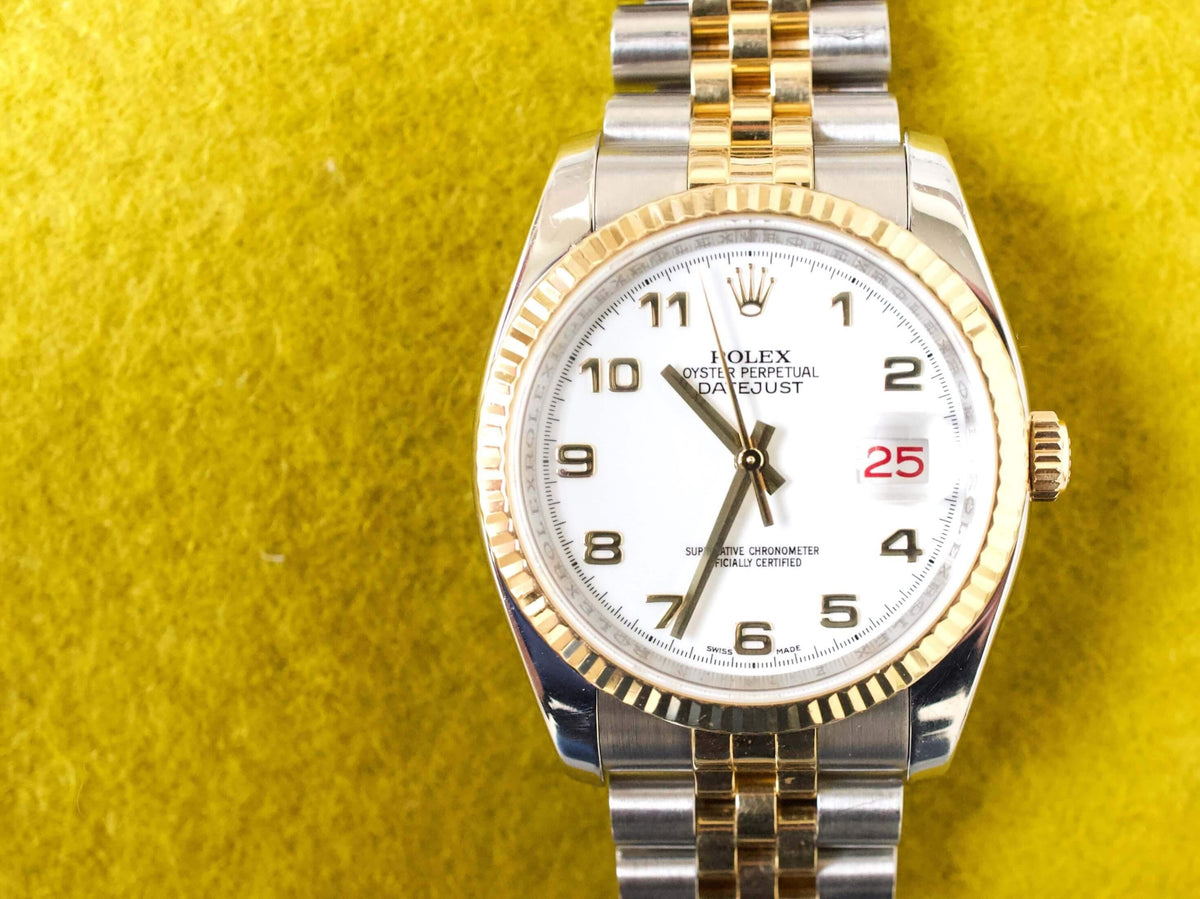 Rolex Datejust 36MM 116233 Super Jubilee Quickset 18k Gold and Steel Box Paper - WearingTime Luxury Watches