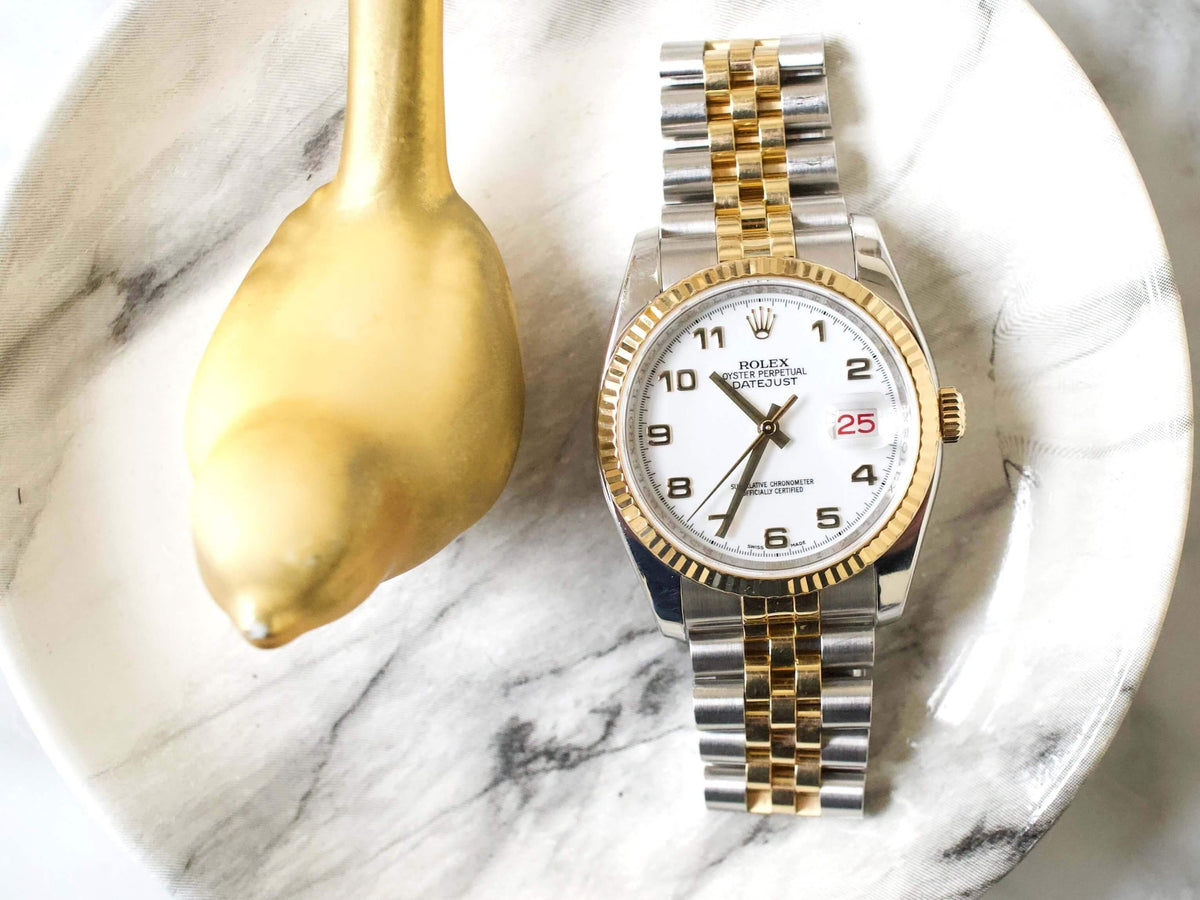 Rolex Datejust 36MM 116233 Super Jubilee Quickset 18k Gold and Steel Box Paper - WearingTime Luxury Watches