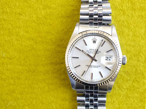 SOLDOUT: Rolex Datejust 16014 36MM 18k Bezel Automatic Jubilee Rolex Travel Box