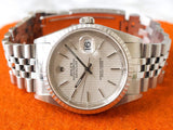 SOLDOUT: Rolex Datejust 16220 36MM Tapestry Tuxedo Dial Quickset No Holes Factory Rolex Box Automatic