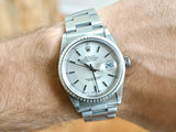 SOLDOUT: Rolex Datejust 16220 36MM Silver Dial Automatic Full Set No Holes Case 1999