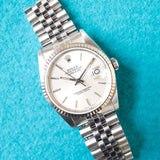 SOLDOUT: Rolex Datejust 16234 36MM Quickset Jubilee 18K Bezel Silver Dial and Factory Rolex Box