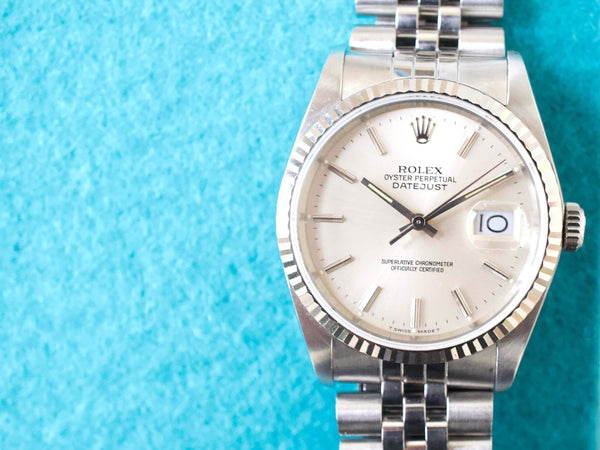 SOLDOUT: Rolex Datejust 16234 36MM Quickset Jubilee 18K Bezel Silver Dial and Factory Rolex Box