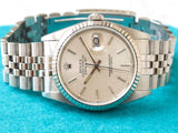 SOLDOUT: Rolex Datejust 16234 36MM Quickset Jubilee 18K Bezel Silver Dial and Factory Rolex Box