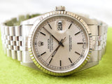 Sold Out: Rolex Datejust 36MM 16234 Quickset Jubilee 18K Bezel Silver Dial No Holes Factory Rolex Box