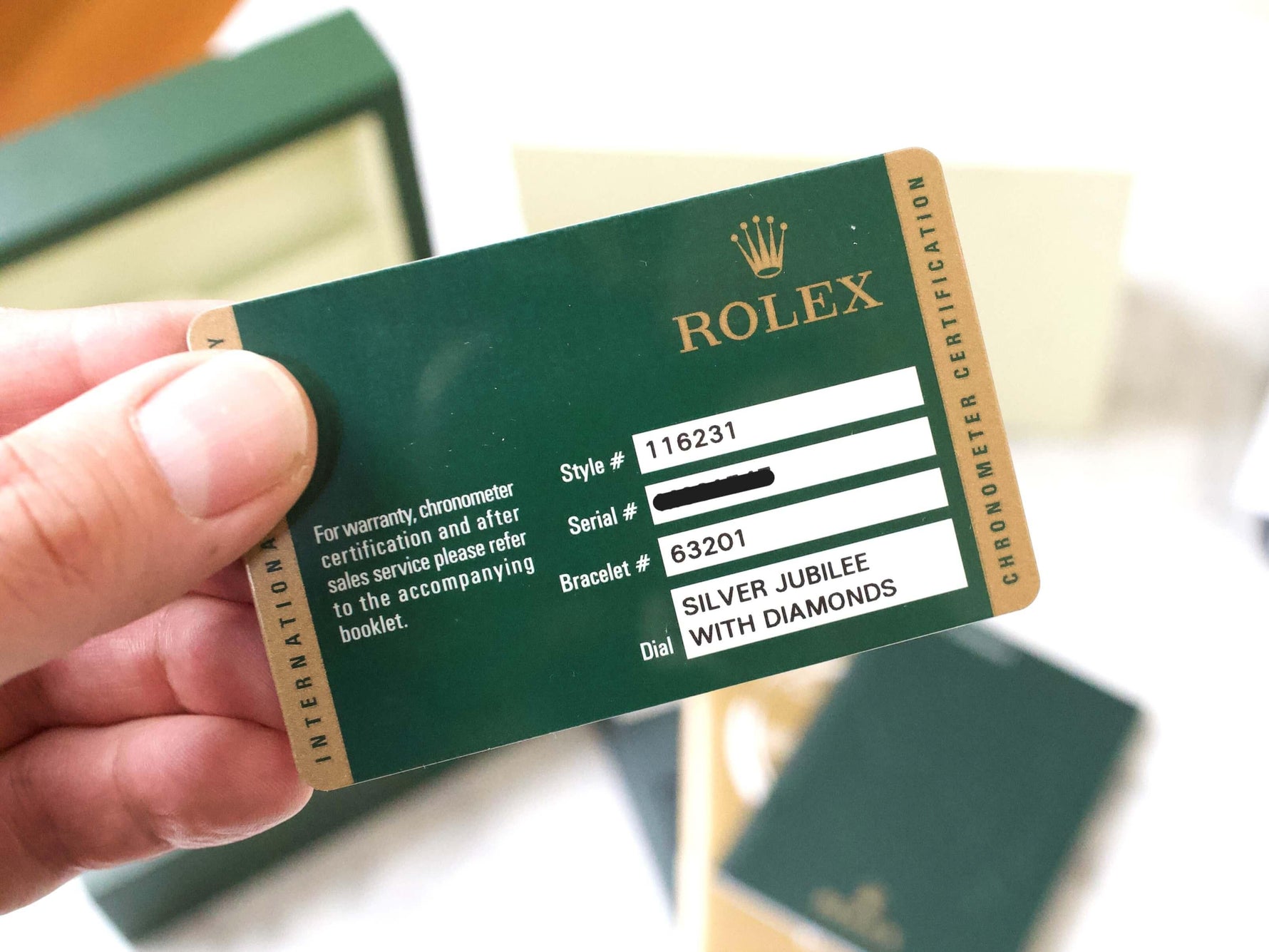 Rolex Authenticity Card