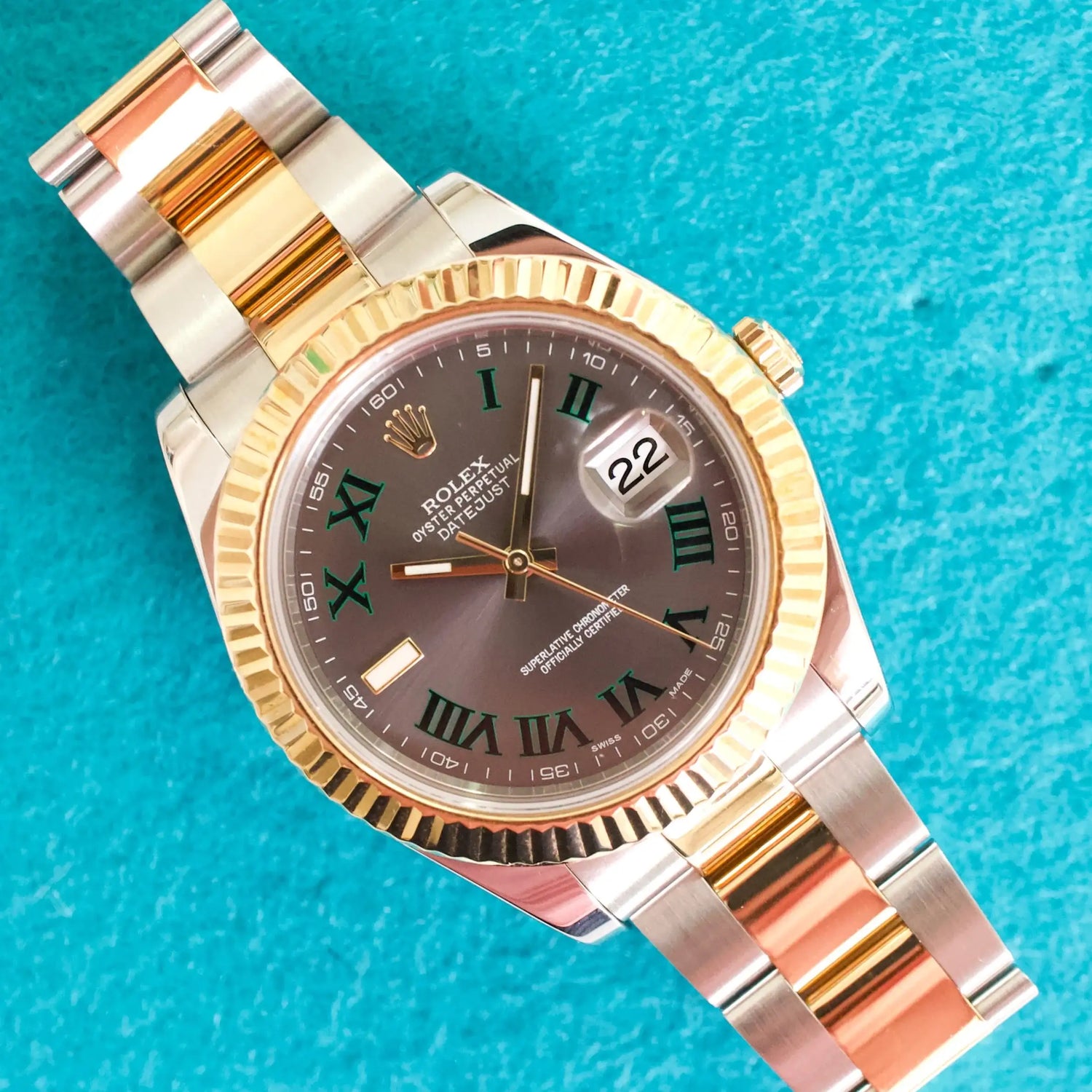 SOLDOUT: Rolex Datejust II 116333 Factory Wimbledon Dial 41MM Oyster Gold Steel Automatic Serviced Box Papers 2017