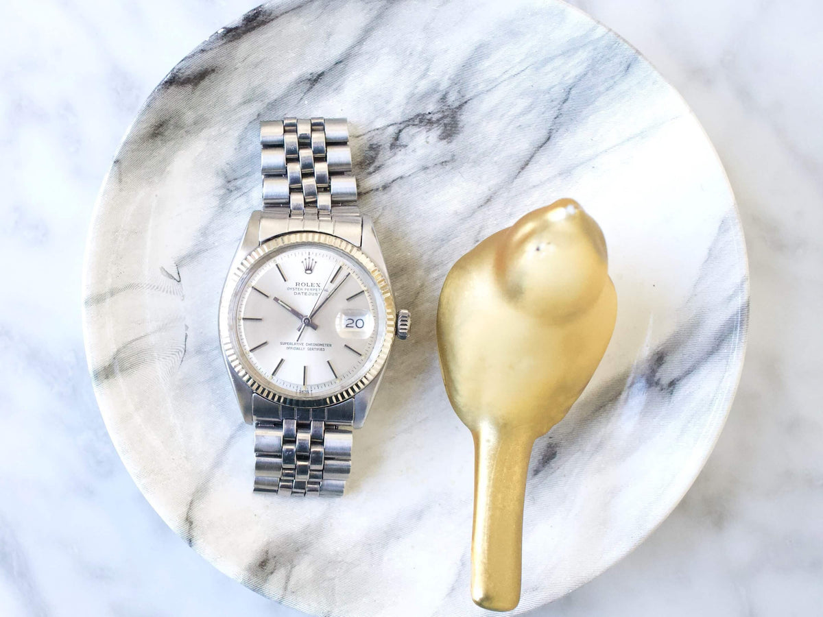 SOLDOUT: Rolex Datejust 36MM 1601 Silver Dial 18k Bezel Automatic Factory Rolex Box - WearingTime Luxury Watches