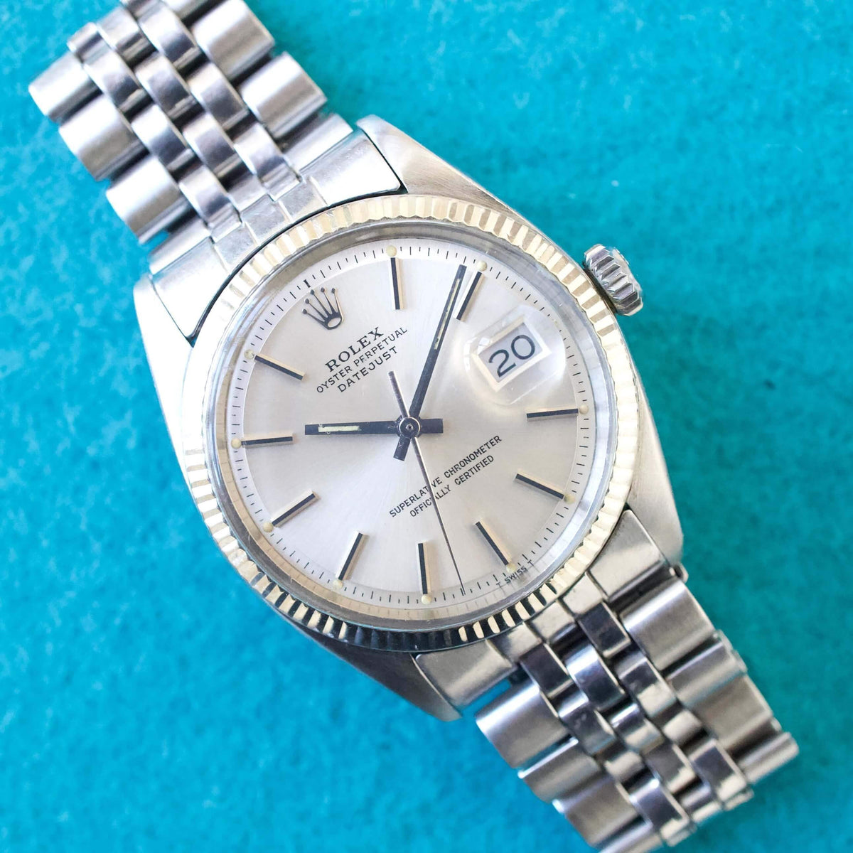 SOLDOUT: Rolex Datejust 36MM 1601 Silver Dial 18k Bezel Automatic Factory Rolex Box - WearingTime Luxury Watches