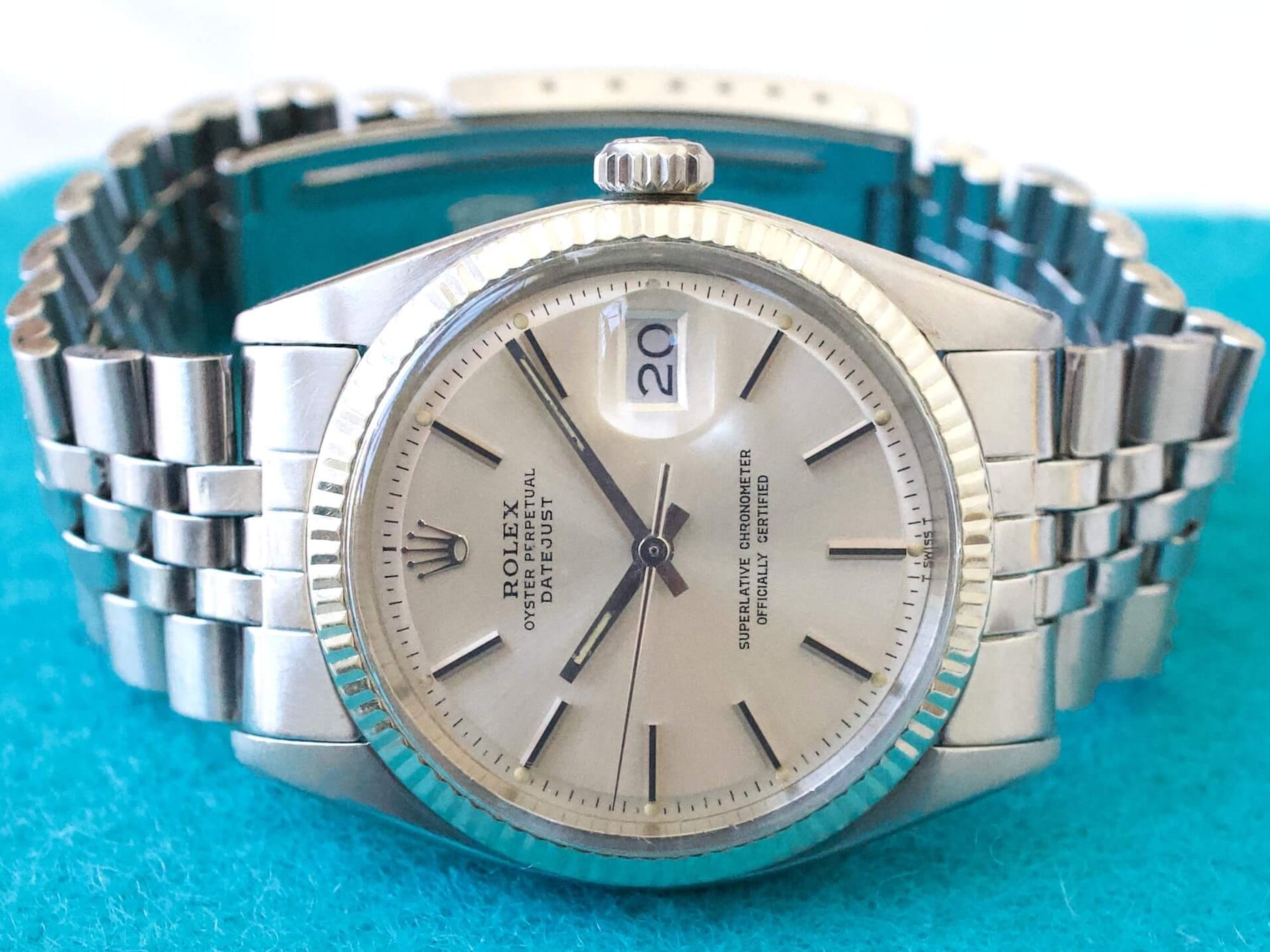 SOLDOUT: Rolex Datejust 36MM 1601 Silver Dial 18k Bezel Automatic Factory Rolex Box - WearingTime Luxury Watches