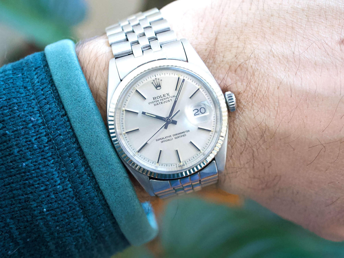 SOLDOUT: Rolex Datejust 36MM 1601 Silver Dial 18k Bezel Automatic Factory Rolex Box - WearingTime Luxury Watches