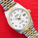 SOLDOUT: Rolex Datejust 36MM 16233 Jubilee Two Tone 18k Rare Arabic Anniversary Dial 1984