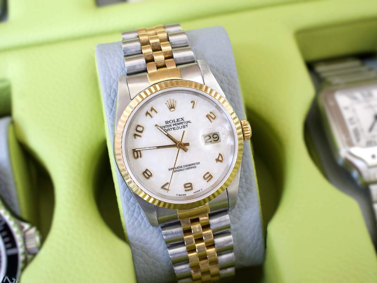 Rolex Datejust 36MM 16233 Jubilee Two Tone 18k Rare Arabic Anniversary Dial 1984 - WearingTime Luxury Watches
