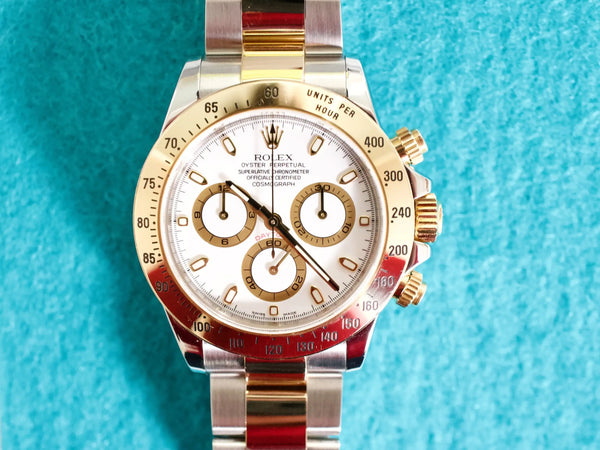 SOLDOUT: Rolex Daytona Cosmograph 116523 White Dial Two-Tone 18K Yellow Gold Steel Automatic Box Papers 2007
