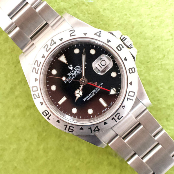 SOLD OUT: Rolex Explorer II 16570 40MM Black Dial NO HOLES One Owner FULLY SERVICED Box Papers 2005