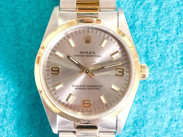 SOLDOUT: Rolex Oyster Perpetual 14203M 34MM Automatic 18K Yellow Gold Bezel Two-Tone Oyster Mint Serviced Box 2005