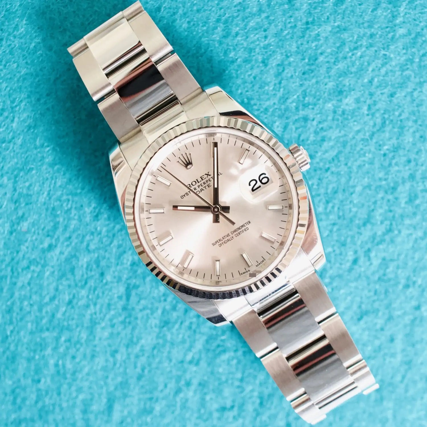 Rolex Oyster Perpetual Date 115234 34MM Automatic Stainless Box Papers 2015