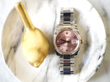 SOLDOUT: Rolex Oyster Perpetual Date 115234 34MM Factory Pink/Salmon Diamond Dial Factory Warranty Travel Box and Service Papers