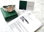 Rolex Oyster Perpetual Date 115234 34MM Factory Pink/Salmon Diamond Dial Factory Warranty Travel Box and Service Papers - WearingTime Luxury Watches