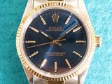 Rolex Oyster Perpetual 14233 34MM Blue Dial Two-tone 18k Gold Steel Automatic 1 Year Warranty CPO Box Papers 1995