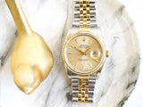 SOLDOUT: Rolex Datejust 16233 36MM Champagne Dial Automatic Rolex Travel Case 1990