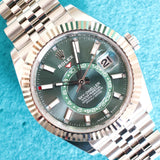 Rolex Sky-Dweller 336934 42MM Mint Green Dial 18K White Gold Bezel Automatic Jubilee Mint Box Papers 2026