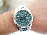 SOLDOUT: Rolex Sky-Dweller 336934 Mint Green Dial Jubilee 42MM GMT Annual Calendar Factory Dial Factory Warranty Box and Papers 2024