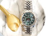 SOLDOUT: Rolex Sky-Dweller 336934 Mint Green Dial Jubilee 42MM GMT Annual Calendar Factory Dial Factory Warranty Box and Papers 2024