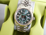 SOLDOUT: Rolex Sky-Dweller 336934 Mint Green Dial Jubilee 42MM GMT Annual Calendar Factory Dial Factory Warranty Box and Papers 2024