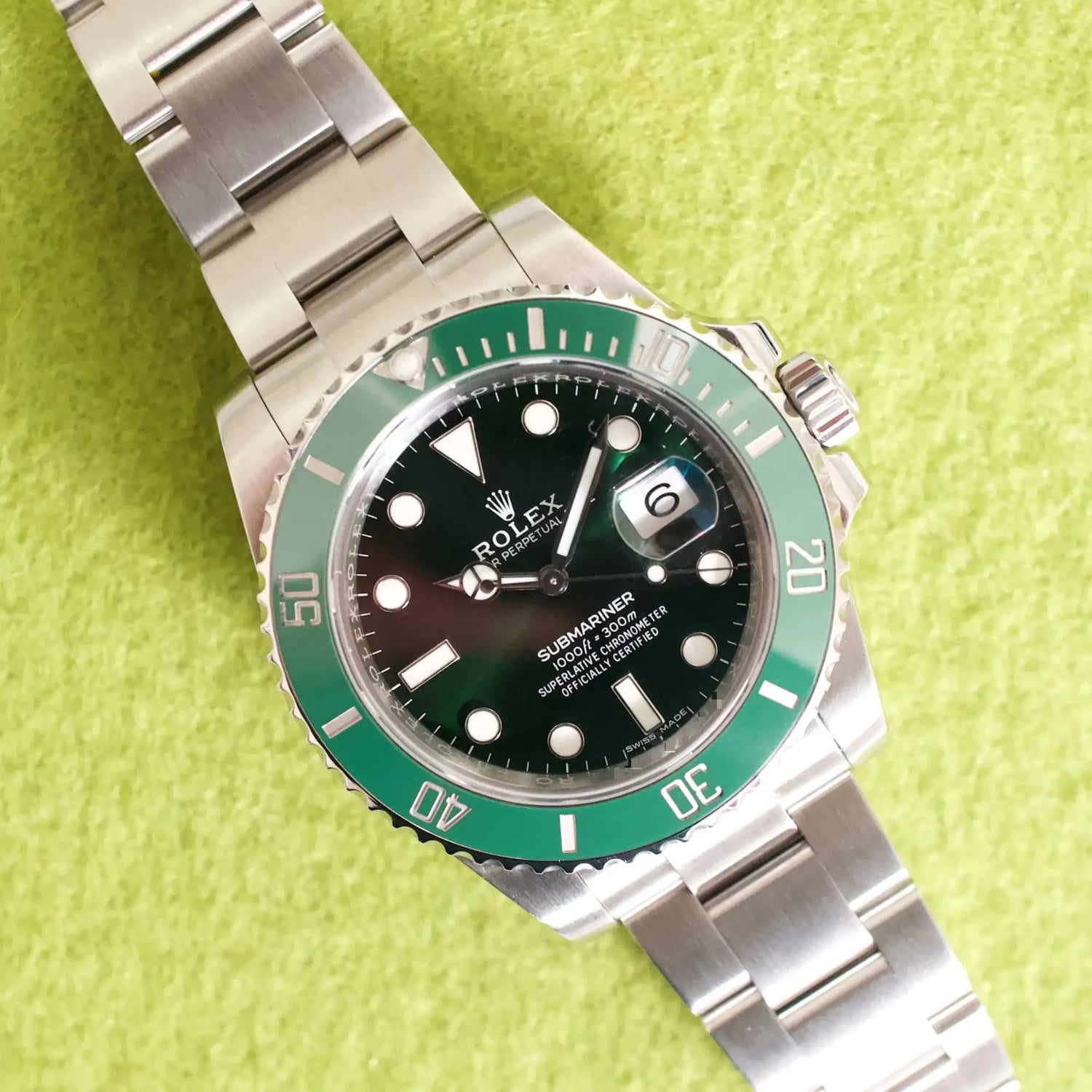 SOLDOUT: Rolex Submariner Date Hulk 116610LV Ceramic Bezel Discontinued Factory Green Dial 40MM 1 Year Warranty Box Papers 2011