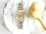 SOLDOUT: Rolex Lady-Datejust 69173 26MM 18k Yellow Gold Steel Champagne Dial FACTORY Diamond Dial 18k Fluted Bezel BOX PAPERS FULL SET Jubilee NO HOLES