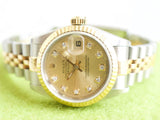 SOLDOUT: Rolex Lady-Datejust 69173 26MM 18k Yellow Gold Steel Champagne Dial FACTORY Diamond Dial 18k Fluted Bezel BOX PAPERS FULL SET Jubilee NO HOLES
