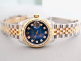 SOLDOUT: Rolex Lady-Datejust 179173 26MM Automatic 18k Two-Tone Jubilee Factory Blue Vignette Diamond Dial SERVICED Box Papers 2004