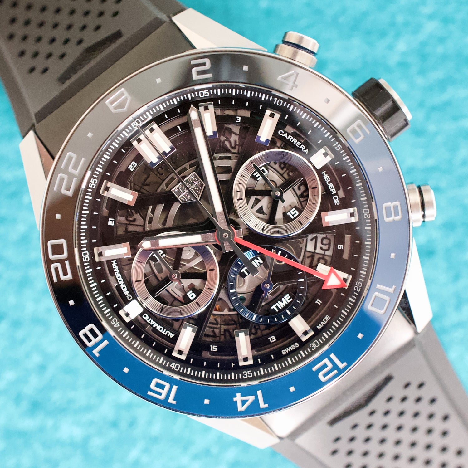 TAG Heuer Carrera Caliber Heuer 02 Chronograph GMT CBG2A1Z "Batman" 45MM Automatic Mint Box Papers 2024