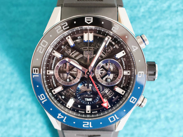 SOLDOUT: TAG Heuer Carrera Caliber Heuer 02 Chronograph GMT CBG2A1Z "Batman" 45MM Automatic Mint Box Papers 2024